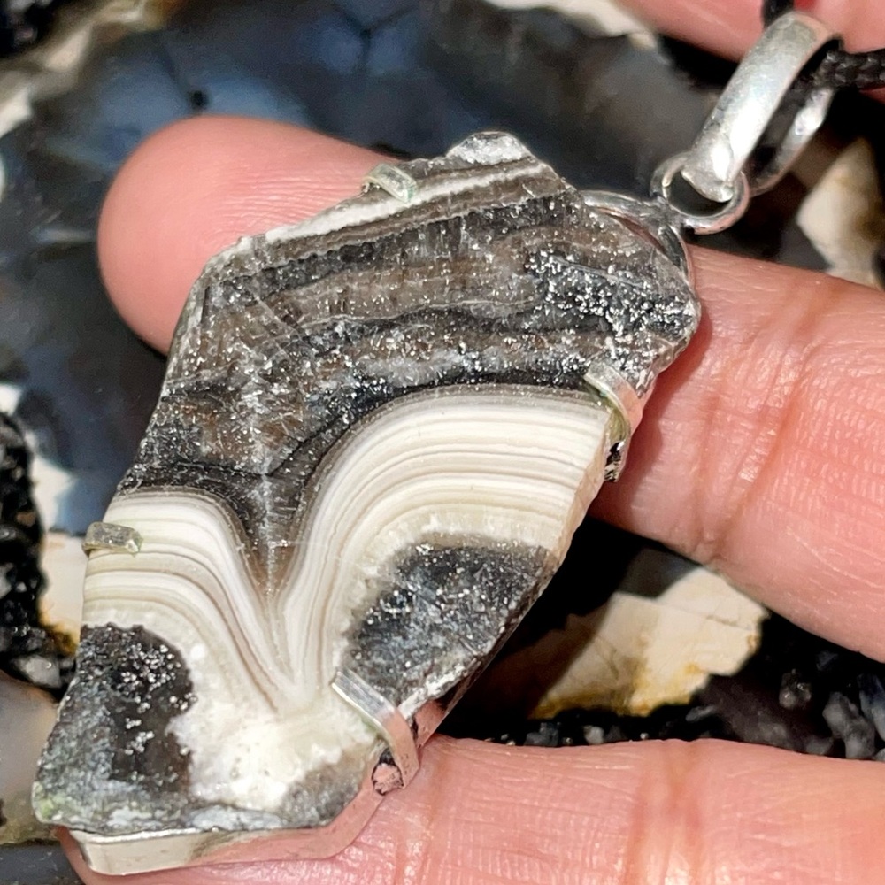 Rough Zebra Calcite Jasper Pendant 2 1/2”